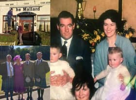 Top left - taking down The Mallard sign, bottom left Susan and Cameron Low with their two sons Gavin and Ewan and a family picture of Iain and Flora Clark with their four children left to right Lorna, Catriona, Alasdair and Susan picture: Susan Law