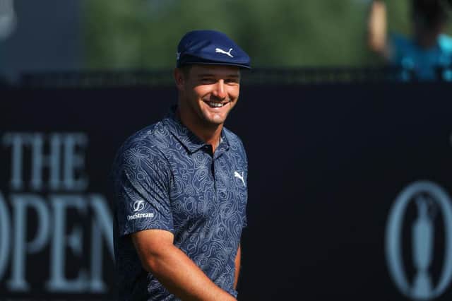 Bryson DeChambeau smiles on his way to a closing 65 in the 149th Open at Royal St George's. Picture: Andrew Redington/Getty Images.