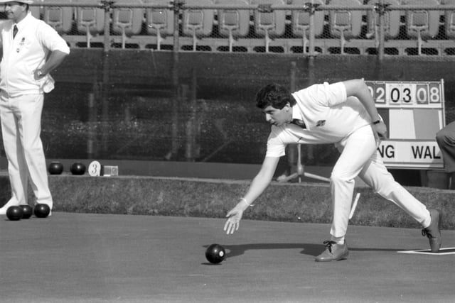 Scottish bowler Richard Corsie taking part in the Commonwealth Games.