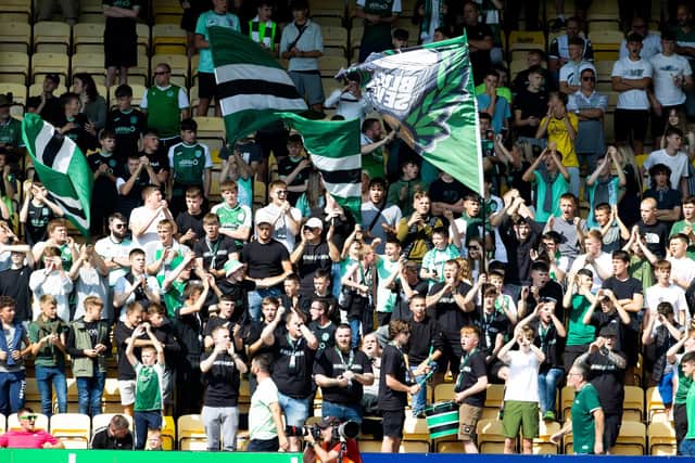 Hibernian Block 7 fans gave the team vocal backing at the Tony Macaroni Arena. Picture: Alan Harvey / SNS