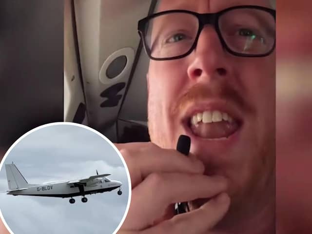Noel Philips shared a video of the world's shortest flight in Scotland on his TikTok (@noelphilips)
