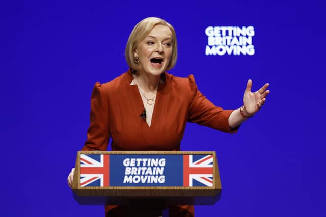 Liz Truss speaks during the final day of the Conservative party conference (Picture: Jeff J Mitchell/Getty Images)