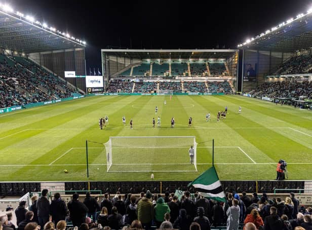 There were over 8,000 fans in attendance at Easter Road to watch Hibs v Hearts in the inaugural Capital Cup match. Picture: Hibs FC