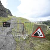 Radical Road on Athur Seat which has been closed due to the risk of falling rocks.  This may become a permanent closure. (Photo credit: Greg Macvean)