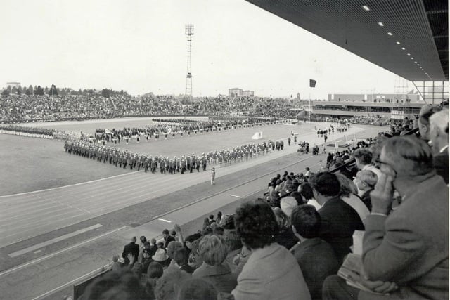 A specator's view of the 1970 Games Opening Ceremony.