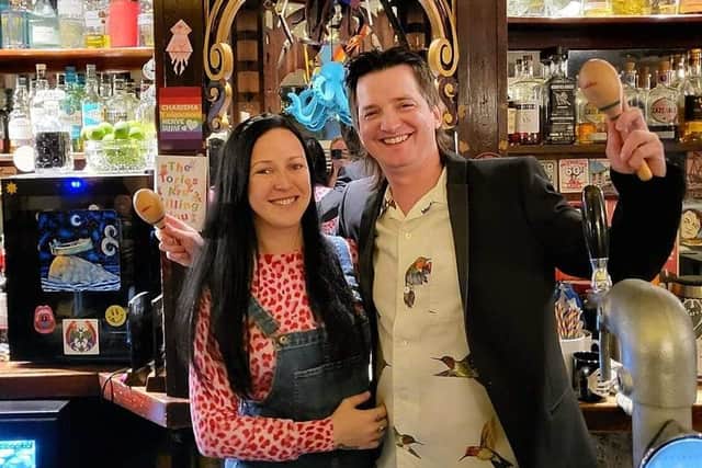 Toby and Roisin celebrate Edinburgh pub Dreadnought's 6th birthday