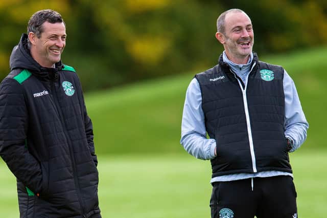 Assistant manager John Potter is a fun character in the Hibs camp and a vocal presence in the technical area. Photo by Ross MacDonald/SNS Group