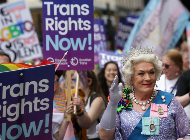 People take part in Pride Glasgow, Scotland's lesbian, gay, bisexual, transgender and intersex (LGBTI) pride event in Glasgow. Photo: David Cheskin.