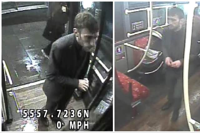 Police in Edinburgh have released images of a man they want to speak to in connection with an assault on board a number 9 bus.