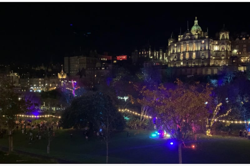 Princes Street Gardens is very colourful at this time of year with all the lights.