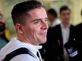 Cammy Devlin is quizzed by the media after arriving in Sydney following Australia's exit from the World Cup. Picture: Getty