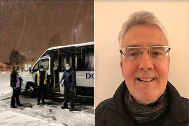The travel hub team has been deployed to support the overnight care service during wintry weather, while driver Alan Smith (right) has focused on delivering Google Chromebooks to disadvantaged children across Edinburgh to enable home learning.