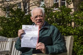 Mr Hay with his DNAR notice which he didn't consent to
PIC: LISA FERGUSON