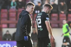 Chris Cadden goes off injured just half an hour into Sunday's 3-2 victory over Motherwell at Fir Park. Picture: Craig Foy / SNS