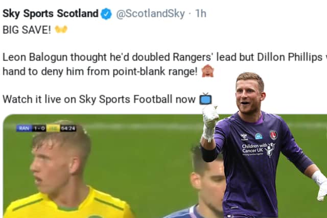 The erroneous tweet and inset, Cardiff goalkeeper Dillon Phillips