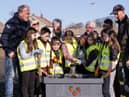Danderhall pupils with Kevin Moreland of Stewart Milne Homes and Guerrilla Gardeners.
