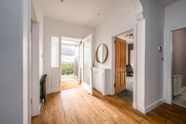 The welcoming entrance vestibule and hallway which has a large storage cupboard. The property also benefits from surround sound media system with speakers, gas central heating and double glazing throughout.