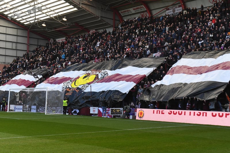 The Gorgie Ultras unveil banners before the Scottish Cup quarter-final against Celtic