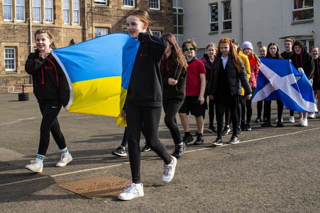 Pupils at Towerbank Primary School are collectively walking 1,800km along Portobello promenade. (Picture credit: Lisa Ferguson)