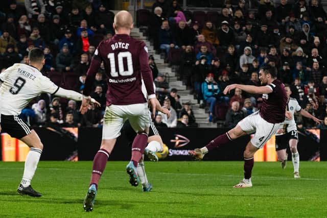 John Souttar volleys home to make it 1-0 Hearts