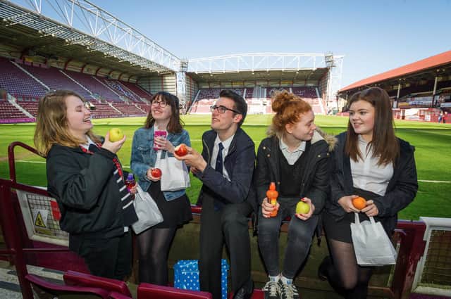 Pupils from Craigmount High School at Tynecastle FC stadium Picture: Steven Scott Taylor