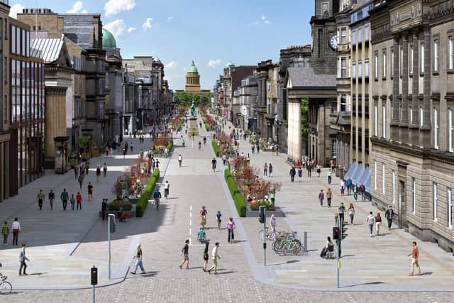 The proposed revamp would open up George Street to pedestrians, bikes, and outdoor seating areas.