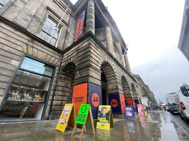 Deluge conditions prevented queues forming at the Assembly Rooms in Edinburgh