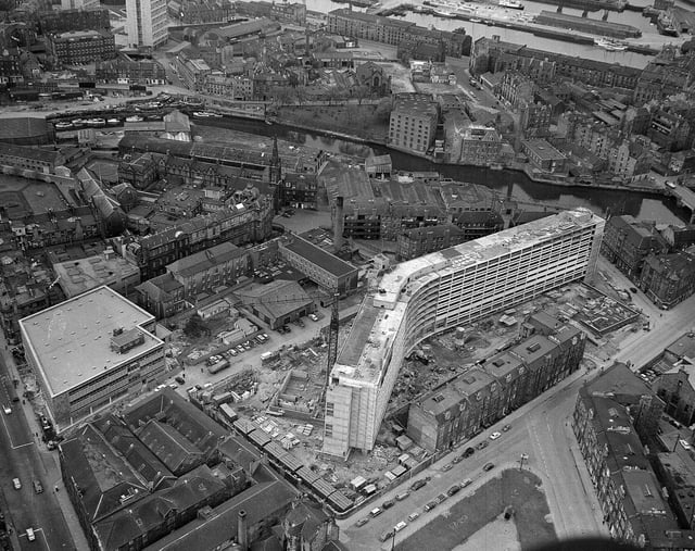 An aerial shot of the the redevelopment of Leith taken in May 1965.