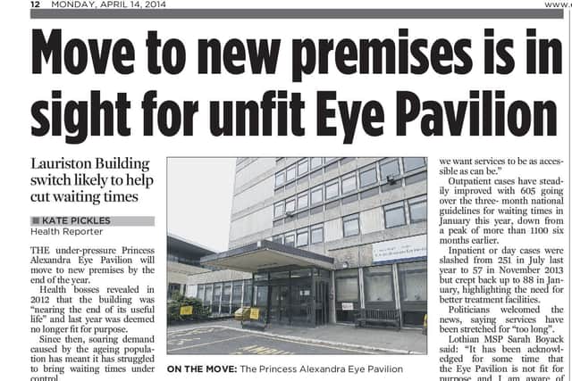In 2014 the Eye Pavilion had already been judged no longer fir for purpose - but a move to Livingston was rejected