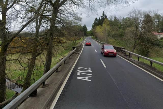 The A702 outside West Linton has been closed due to flooding (Google Streetview)