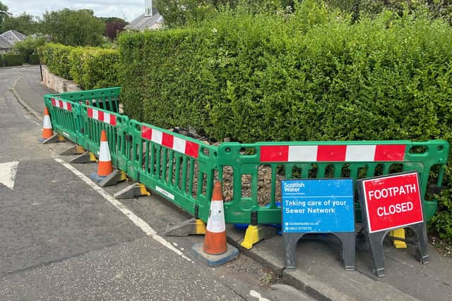 A section of Craiglockhart Park has been cordoned off, after a sewage pipe was cut during fibre optic installation works.