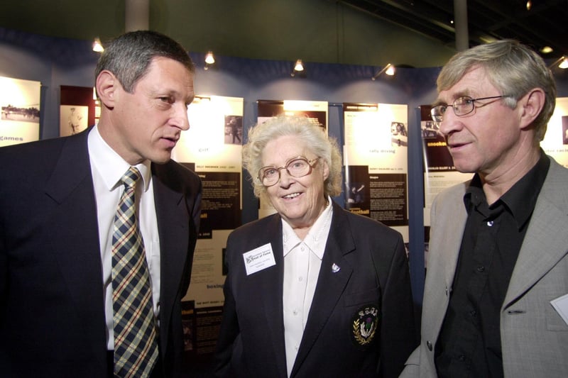 Allan Wells, Helen Elliot and Ken Buchanan at the Launch of the Scottish Sports Hall of Fame.
