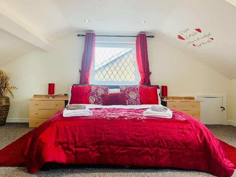 One of the eight bedrooms.