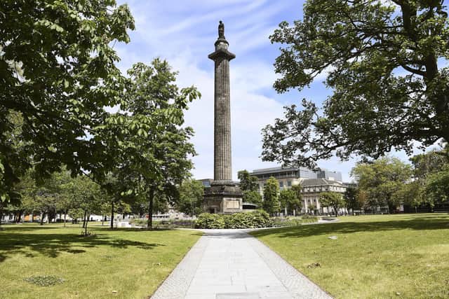 The plaque was removed from the base of the Melville Monument, commemorating Henry Dundas, in St Andrew Square.  Picture: Lisa Ferguson.