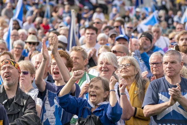 People take part in a Believe in Scotland march and rally from Edinburgh Castle. Photo: Jane Barlow/PA Wire