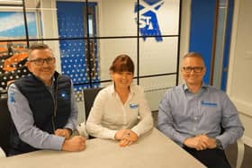 Operations Director Kerrie Ferguson with Rab McNally (l) and Martin McKale. The two new hires have been announced by St Andrews Timber and Building Supplies.