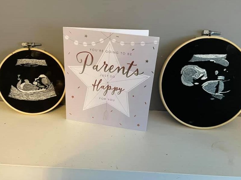 Emma Fotheringham, said: "Our scan photos of our little boy due in May embroidered by a friend for my partner who is blind to get an idea of what our baby’s scan looks like."