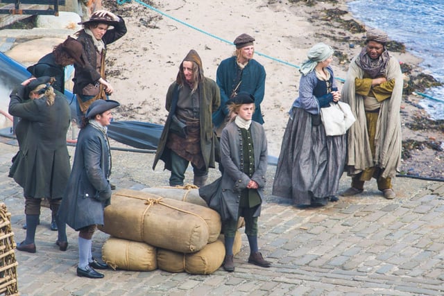 Although the Outlander characters left Scotland for America in season four, filming remains here. Ever since the show moved across the Atlantic, Scottish locations have doubled for 18th century North Carolina. Here is the latest series being filmed in Dysart, Fife.