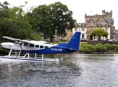 A seaplane prepares to take off outside Cameron House Hotel on Loch Lomond. PIC: Mark Harkin.
