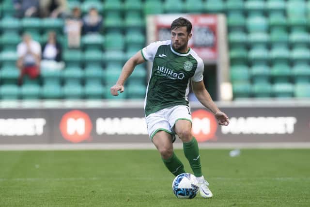 Lewis Stevenson in action for Hibs against Clyde