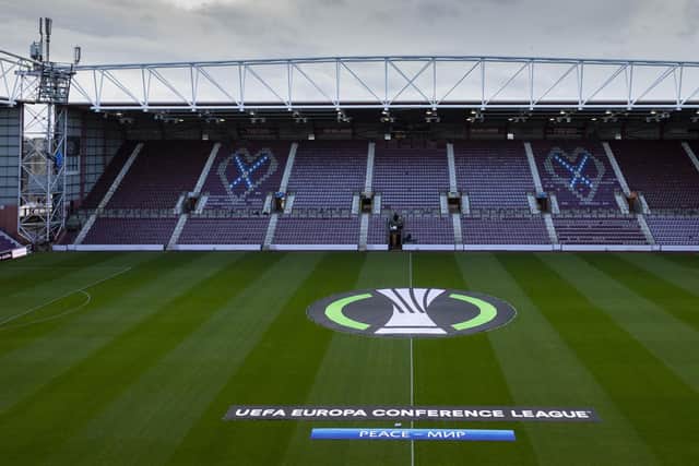 Hearts take on RFS at Tynecastle Park in their final home match in Group A of the Europa Conference League. Picture: Mark Scates / SNS