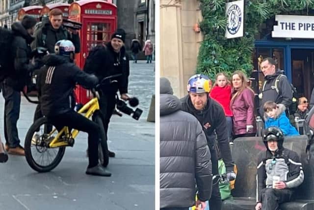 Danny MacAskill: Scottish mountain biking star spotted 'jumping stair sets' in City Centre. (Picture credit: Andrew Fleming)