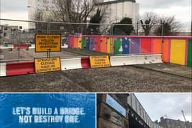 The landmark bridge was painted rainbow colours by the local community in the summer of 2021 with council permission before being condemned in December of the same year. Locals say the bridge, originally completed in 1938, is a vital active travel link, a symbol of Leith's industrial heritage and and a LGTBQ+ monument.