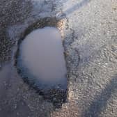 The pothole at Upperside on the B3672 just after the Gladhouse junction, situated south east of Penicuik, which the council say they will repair today, Monday, December 18.