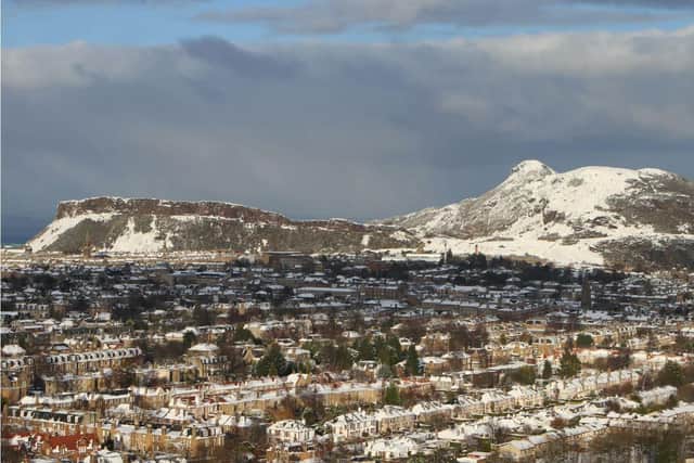 The view across towards the Salisbury Crags and Arthur's Seat