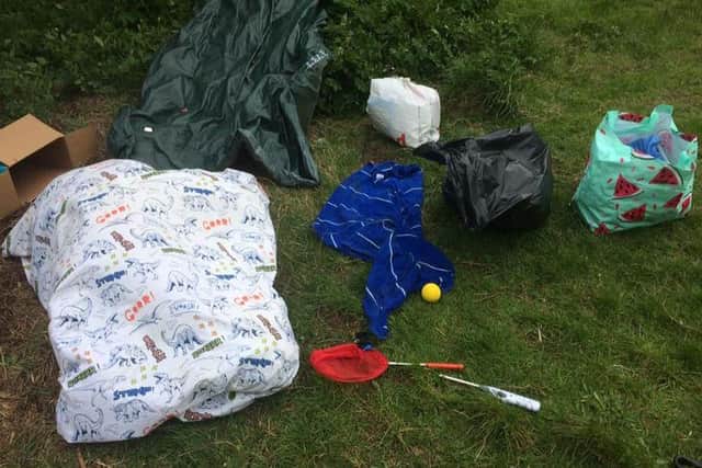 Campers left piles of rubbish at the Pentland Hills.