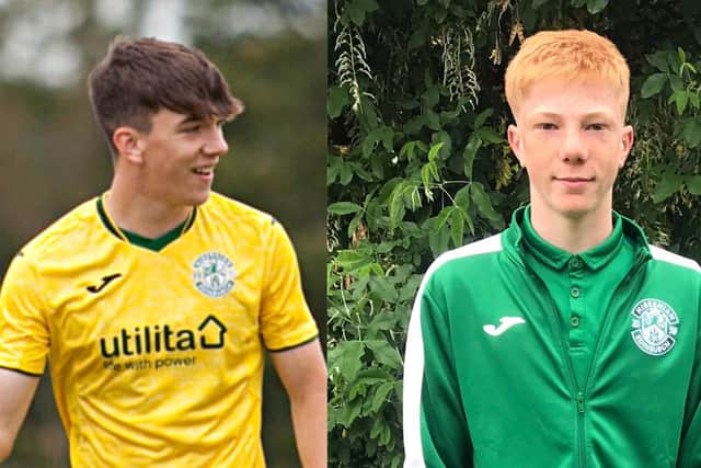 Josh Landers, left, and Rory Whittaker of Hibs have been called into the Scotland Under-16 squad