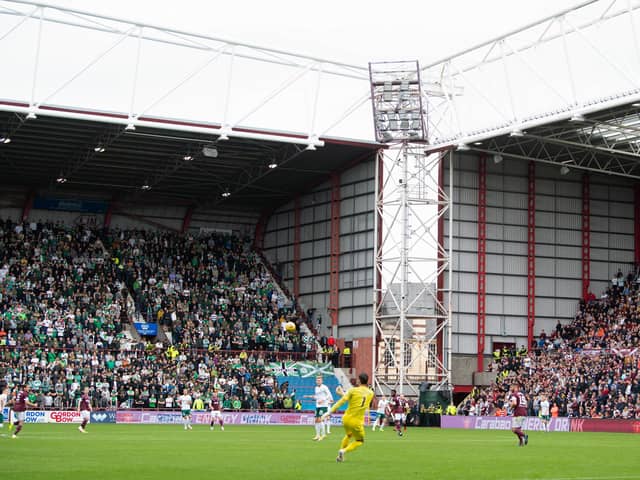 Hearts and Hibs fans at the Edinburgh derby at Tynecastle in September