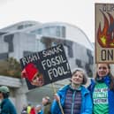 Stock photo of a End Fossil Fuels Scotland protest in Edinburgh in September. Photo by Lisa Ferguson.