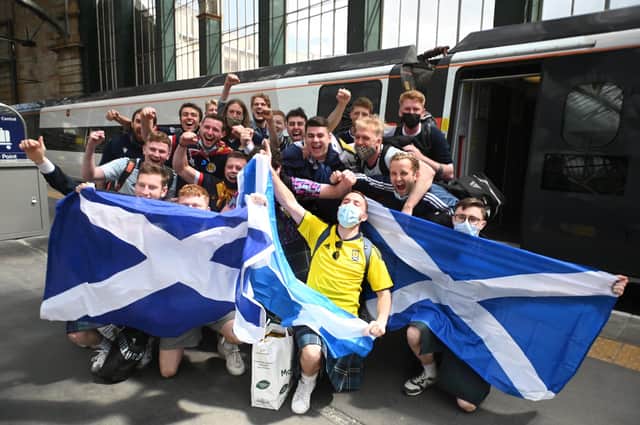 The Tartan Army head for Wembley by train from Glasgow with LNER
